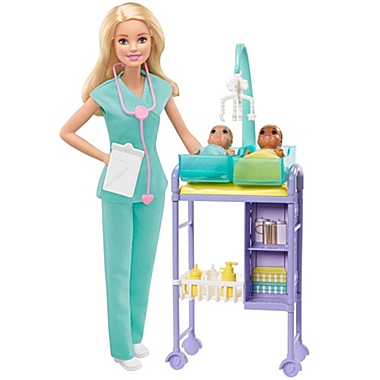 Barbie Careers Baby Doctor Playset With Blonde Doll, 2 Infant Dolls, Toy Pieces. View a larger version of this product image.