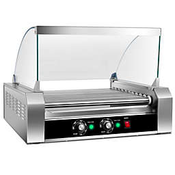 Slickblue Stainless Steel Commercial 11 Roller Grill and 30 Hot Dog Cooker Machine