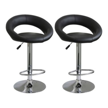 AmeriHome Modern 2 Piece Bar Stool Set - Black, Silver. View a larger version of this product image.