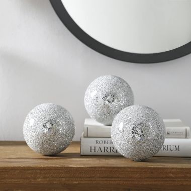 EAST CREEK Decorative Balls Set Of 3 Glass Mosaic Spheres Table Decoration. View a larger version of this product image.