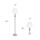 Alternate image 1 for Elegant Designs Traditionally Crafted 3 Pack Lamp Set (2 Table Lamps, 1 Floor Lamp) with White Shades, Gray