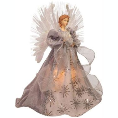 Kurt Adler (AD0601) 16-Inch Fiber Optic White, Silver & Gray Angel Tree Topper. View a larger version of this product image.