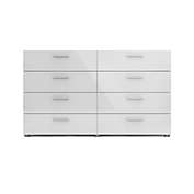 Tvilum Austin 8 Drawer Double Dresser Oak Structure/White High Gloss