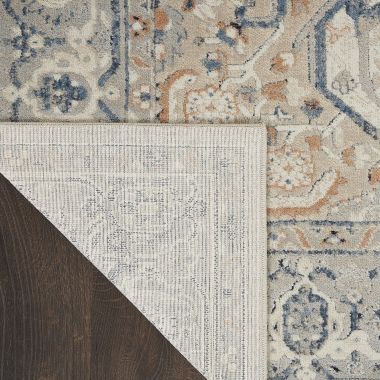 Nourison Malta Bordered Floral Medallion Indoor Area Rug Ivory/Grey 2'2" x 7'7". View a larger version of this product image.