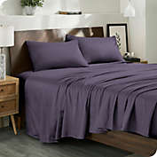 Bare Home 100% Organic Cotton Sheet Set - Silky Smooth Sateen Weave - Warm & Luxurious Sateen (Dusty Purple, Queen)