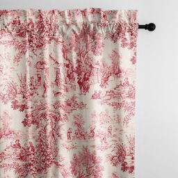 6ix Tailors Fine Linens Maison Toile Red Pole Top Drapery Panel Pair
