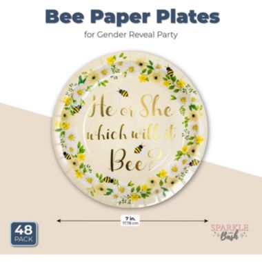 Sparkle And Bash Bee Paper Plates For Gender Reveal Party 7 In 48 Pack Bed Bath Beyond