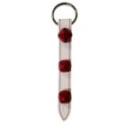 Alternate image 0 for White Leather Strap with 3 Red Bells Sleigh Bell Door Hanger 12 Inch Made in USA