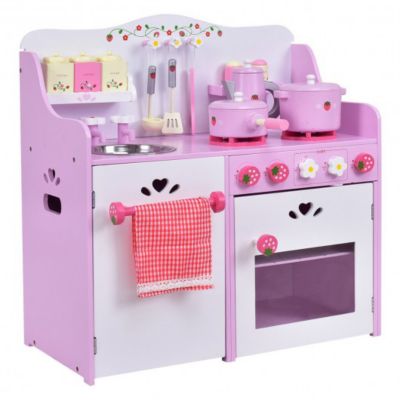 pink colour kitchen set