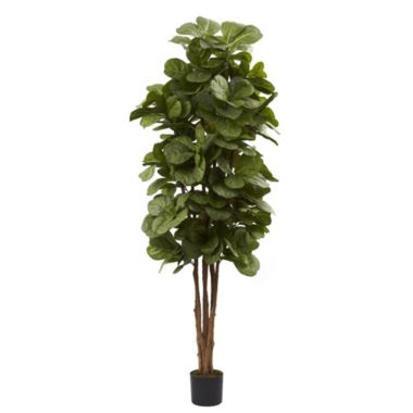 Nearly Natural 6' Artificial Fiddle Leaf Fig Tree in Black Pot. View a larger version of this product image.