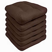 Sweet Home Collection Patio Cushions Outdoor Chair Pads Thick Fiber Fill Tufted 19" x 19" Seat Cover, Chocolate, 6 Pack
