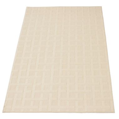 Chaudhary Living 5.25' x 7.5' Off White Checkered Rectangular Outdoor Area Throw Rug. View a larger version of this product image.