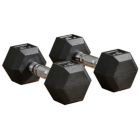 Alternate image 2 for Soozier Hex Rubber Free Weight Dumbbells Set in Pair with Steel Handles 15lbs/Single Hand Weight for Strength Workout Training, Black