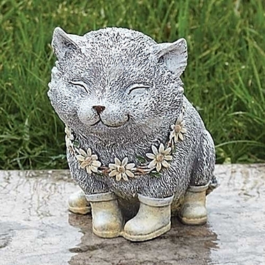 Pudgy Pals Cat in Rain Boots Garden Statue Figurine 7.75 Inches. View a larger version of this product image.