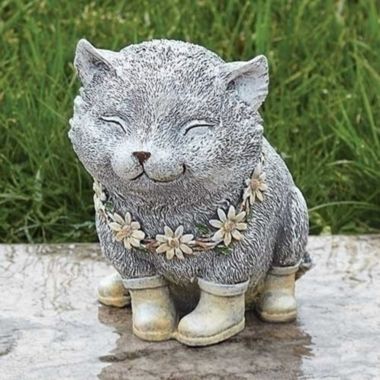 Pudgy Pals Cat in Rain Boots Garden Statue Figurine 7.75 Inches. View a larger version of this product image.