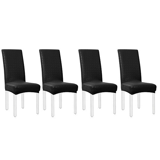 Piccocasa Stretch Artificial Leather, Black Seat Covers For Kitchen Chairs