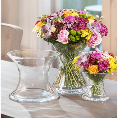 BIDK Home 6" Clear Contemporary Flower Glass Vase Tabletop Decor - Small. View a larger version of this product image.