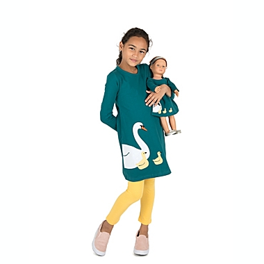 Leveret Girls and Doll Cotton Dress Swan. View a larger version of this product image.