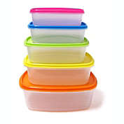 Lexi Home 10pc Rectangular Plastic Food Storage Set with Multicolor Lids