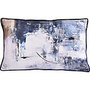 Signature Home Collection 15" Blue and Gray Abstract Velvet Square Throw Pillow