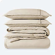 Bare Home 100% Organic Cotton Duvet Cover Set - Crisp Percale Weave - Lightweight & Breathable (French Beige, Full/Queen)