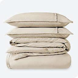 Bare Home 100% Organic Cotton Duvet Set - Crisp Percale Weave - Lightweight & Breathable (French Beige, Full/Queen)