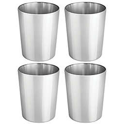 mDesign Metal Round Small Trash Can Wastebasket, 4 Pack