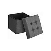 SONGMICS 11.8 Inches Folding Storage Ottoman Bench, Storage Chest, Foot Rest Stool, Bedroom Bench with Storage, Dark Gray