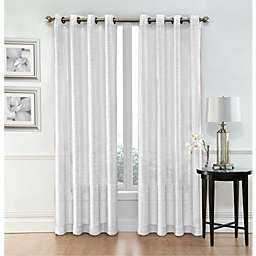 GoodGram Whittier Metallic Sparkle Semi Sheer Grommet Curtain Panels - 54 in. W x 84 in. L, White