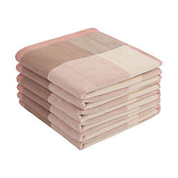 PiccoCasa 100% Cotton Tea Towel Sets Gradient Pattern Style Pink 6 Pcs