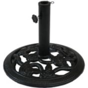 Sunnydaze Outdoor Heavy-Duty Cast Iron Decorative Rose Blossom Design Patio Yard Round Umbrella Base Stand - 16" - Black