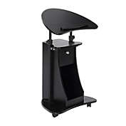 HOMCOM Sit-to-Stand Mobile Laptop Cart with drawer, Height Adjustable Rolling Podium Desk Stand with Swivel Top & Storage - Black