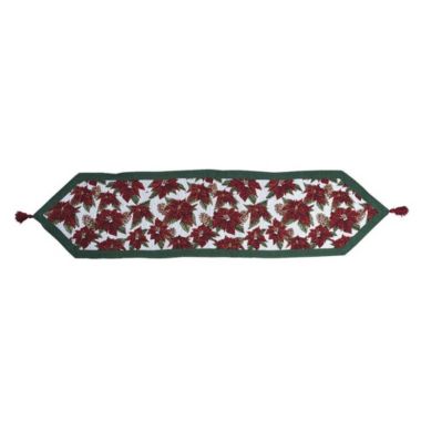 Poinsettia Christmas Woven Table Runner 13 x 54 Inches. View a larger version of this product image.