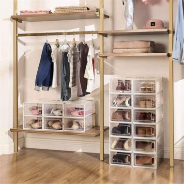 BreeBe Set of 18 Plastic Shoe Boxes Storage Organizers. View a larger version of this product image.