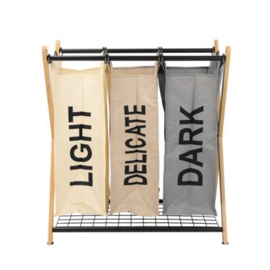 Oceanstar Design Group Oceanstar X-Frame Bamboo 3-Bag Laundry Sorter, Color. View a larger version of this product image.