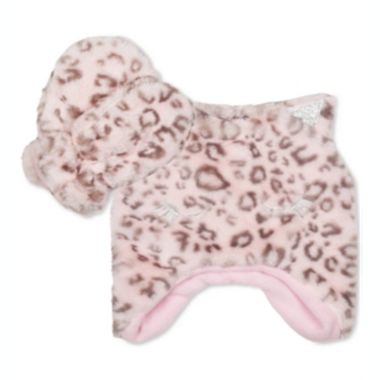 Fab Toddler Girl's 2 Pc Faux Fur Trapper Hat & Mittens Set Pink Size Regular. View a larger version of this product image.