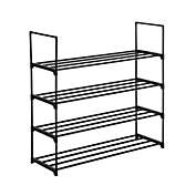Inq Boutique 4 Tiers Shoe Rack Shoe Tower Shelf Storage Organizer For Bedroom, Entryway, Hallway, and Closet Black Color--YS