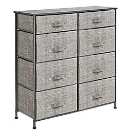 mDesign Vertical Furniture Storage Tower with 8 Fabric Drawer Bins