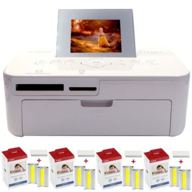 Canon Selphy CP1000 Compact Photo Printer White + 4pcs Canon KP-108IN Selphy Color Ink 4x6 Paper Set 3115B001. View a larger version of this product image.
