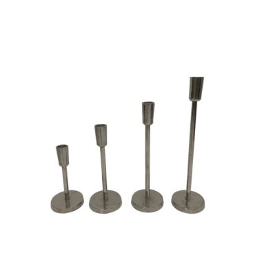 BIDK Home 8" Silver Contemporary Candlestick Holder Tabletop Decor - Medium. View a larger version of this product image.