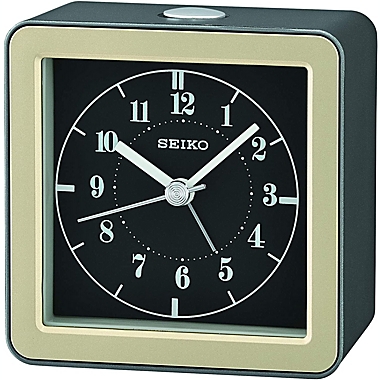 Seiko 3" Gatsby Bedside Alarm, Black, Gray & Gold. View a larger version of this product image.
