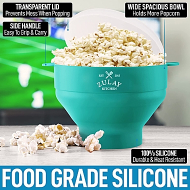 Zulay Kitchen Collapsible Silicone Popcorn Maker - Dramatic Aqua. View a larger version of this product image.
