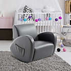 Alternate image 2 for Qaba Kids Sofa Rocking Chair with Side Pocket, PU Leather Toddler Armchair for Children Grey