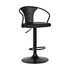 Alternate image 0 for Armen Living Eagle Contemporary Adjustable Barstool in Black Powder Coated Finish with Black Faux Leather and Black Brushed Wood Finish Back