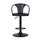 Alternate image 1 for Armen Living Eagle Contemporary Adjustable Barstool in Black Powder Coated Finish with Black Faux Leather and Black Brushed Wood Finish Back