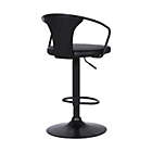Alternate image 3 for Armen Living Eagle Contemporary Adjustable Barstool in Black Powder Coated Finish with Black Faux Leather and Black Brushed Wood Finish Back