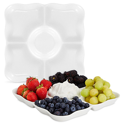 3-Compartment Plastic Appetizer Serving Trays Relish Tray Divided Snack Platter,Candy Tray 4 Pack 
