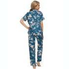 Alternate image 3 for cheibear Women's 2 Pieces Floral Button Down Pajama Set Nightwear Sleepwear Small Dark Blue