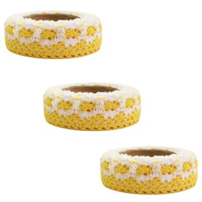 Wrapables Colorful Decorative Adhesive Lace Tape (Set of 3), Yellow