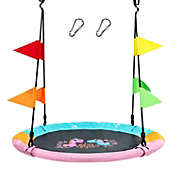 Slickblue 40 Inch Flying Saucer Tree Swing with Hanging Straps Monkey-Pink